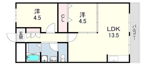 ハイツニュー多聞【4階】の間取り
