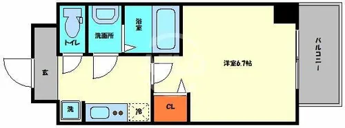 グランパシフィック弁天町【1階】の間取り