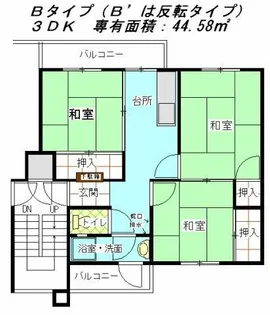 公社賃貸SMALIO 喜連【9-505号室】の間取り