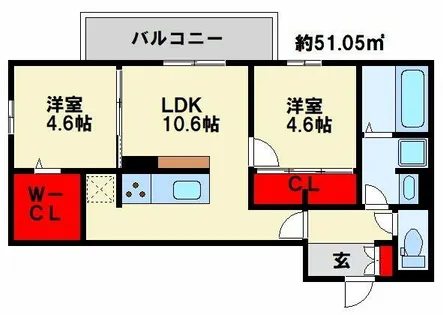 MER行事 B棟【202号室】の間取り