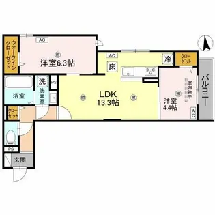 メゾンドセリジエ【2階】の間取り