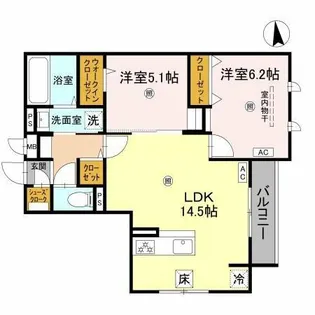 メゾンドセリジエ【2階】の間取り