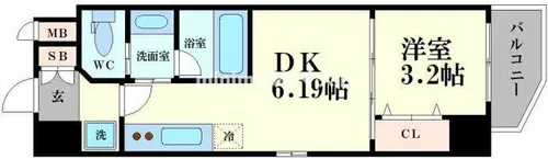 弁天町プライマリーワン【3階】の間取り