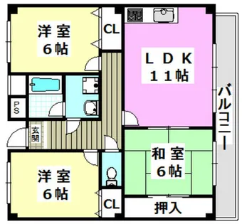 サンハート南茨木【3階】の間取り