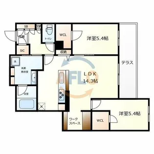 フレシア天王寺【1階】の間取り