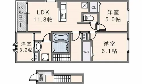 サンリットシャイニング【201号室】の間取り