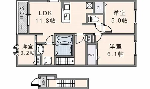 サンリットシャイニング【201号室】の間取り