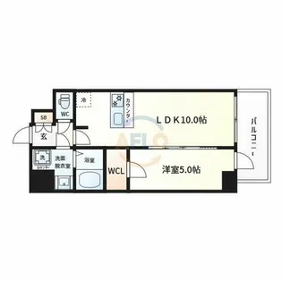 プレサンス大国町ラヴェニール【6階】の間取り