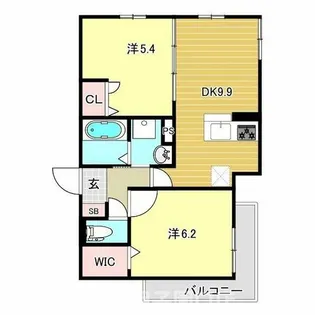 上甲子園廣和レジデンス【2階】の間取り