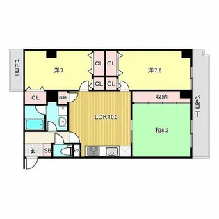 HACHIBUSE鳴尾【4階】の間取り