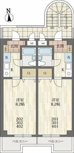 アーバーニー甲子園【201号室】の間取り