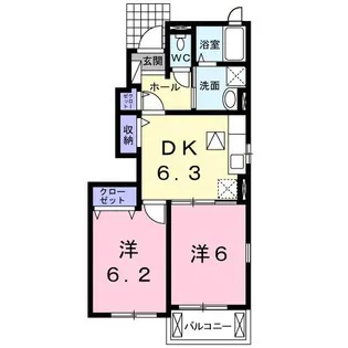 コスモグレイスB【1階】の間取り