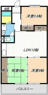 第5グランドハイツ服部【0202号室】の間取り