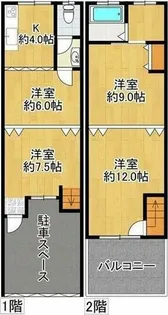 大阪府守口市大枝南町【テラスハウス】の間取り