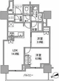 プラウドタワー梅田豊崎【3階】の間取り