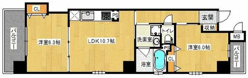 ピアッツァレント今井町【3階】の間取り