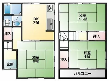 大阪府八尾市山本町北6丁目【一戸建】の間取り