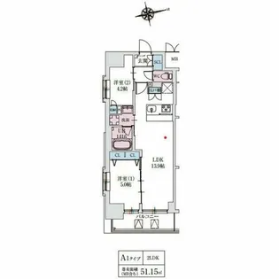 スプランディッド上本町WESTⅡ【13階】の間取り