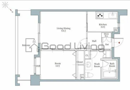 リアンシエルブルー東比恵【7階】の間取り