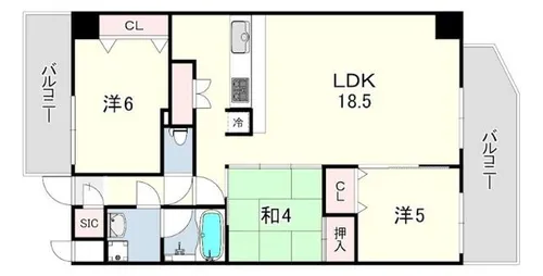 LADOUCEUR西宮北口【5階】の間取り