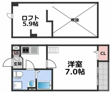 オールージュ加美【1階】の間取り