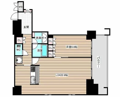 リバーサイドタワー中之島【6階】の間取り