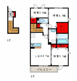 サンディアコート【2階】の間取り