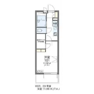 レオパレス鳴尾A【1階】の間取り