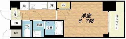プレサンス谷町九丁目ディセオ【2階】の間取り