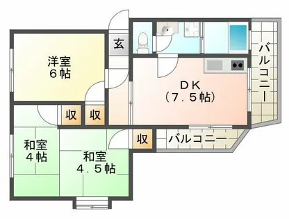 りばあさいど多聞【2階】の間取り