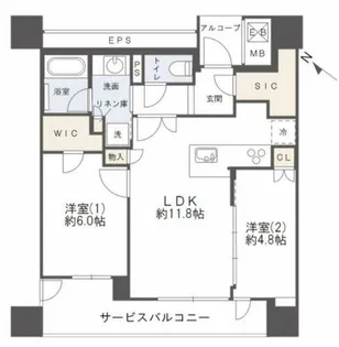 シエリアタワー中之島【6階】の間取り