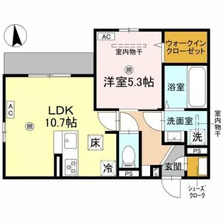 グランピース駒川【1階】の間取り