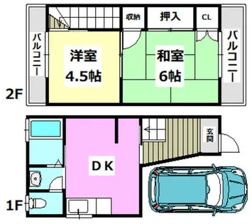 大阪府摂津市鳥飼西2丁目【テラスハウス】の間取り