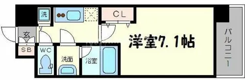 アドバンス難波南シャルム【15階】の間取り