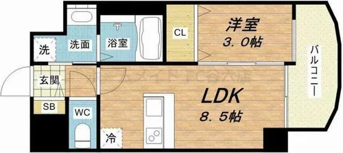 ステージグランデ堺筋本町【9階】の間取り