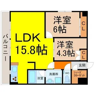 KDX千早レジデンス【12階】の間取り