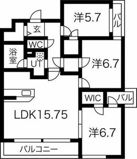 ユング城山【3階】の間取り
