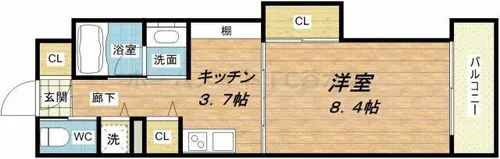 天満アパートメント【6階】の間取り