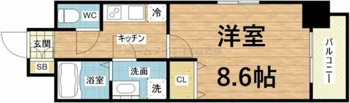 エスリード大阪天満宮【6階】の間取り