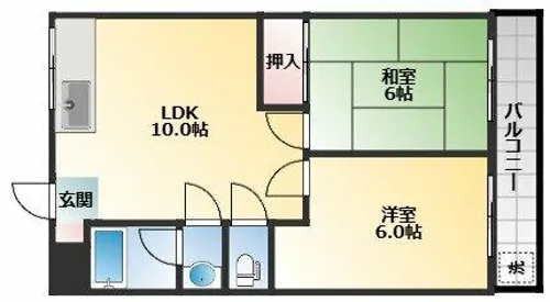 長尾マンション【2階】の間取り