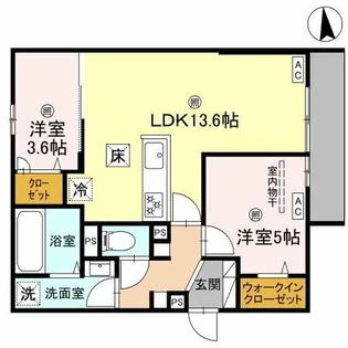 グランピース駒川【2階】の間取り