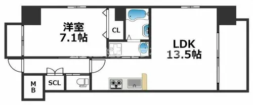 1LDKの間取り画像