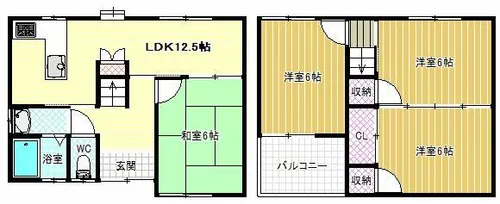 大阪府富田林市錦織東3丁目【一戸建】の間取り