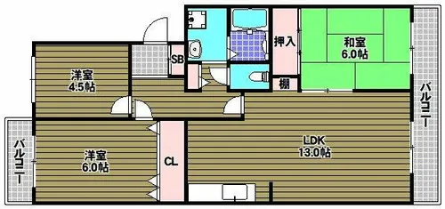 ユージィーコート巽【4階】の間取り
