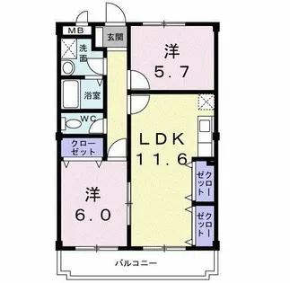 シャングリラ滝谷【2階】の間取り