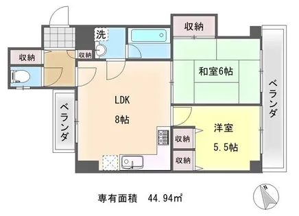 ライオンズマンション鴨川北【6階】の間取り