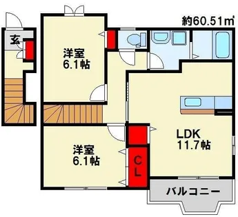 クレストール葛原【2階】の間取り