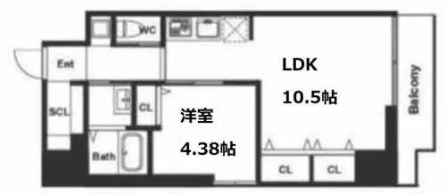 Y’s大手通【8階】の間取り