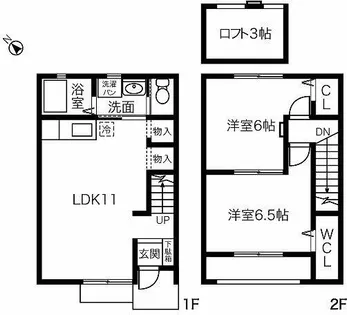 愛知県西尾市一色町赤羽東乾地【テラスハウス】の間取り