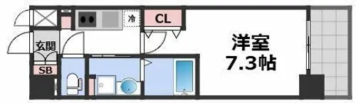 ミュプレ北浜【3階】の間取り